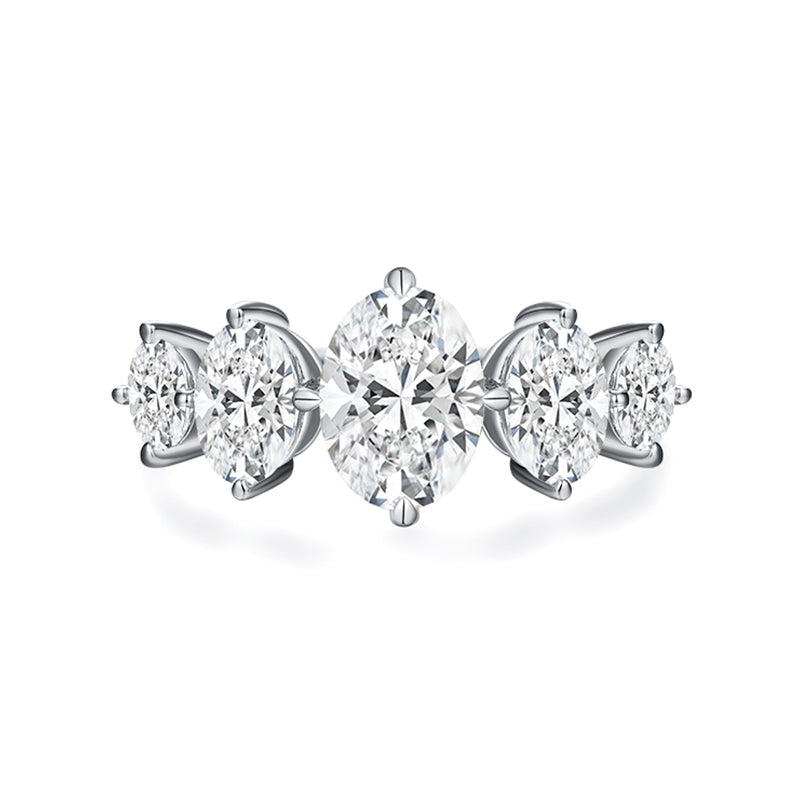 Five Stone Oval Cut Moissanite Engagement Ring