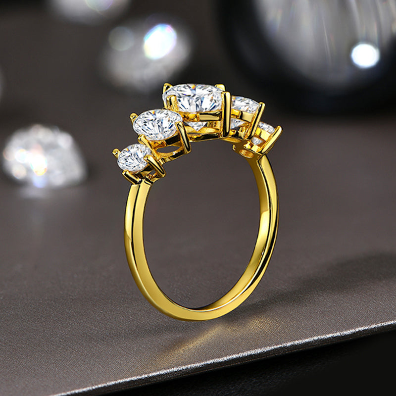 Five Stone Oval Cut Moissanite Engagement Ring