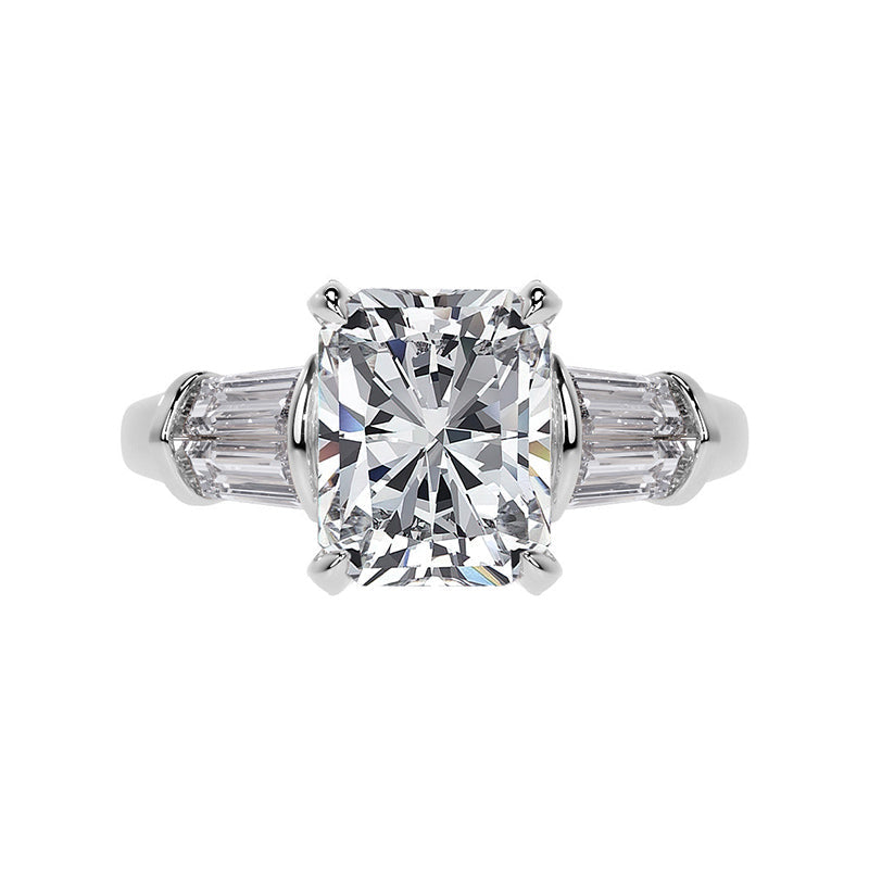 Five Stone Radiant Moissanite And Baguette Engagement Ring