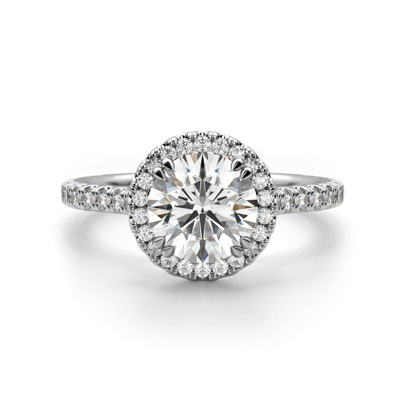 Floating Halo Moissanite Pave Gold Engagement Ring