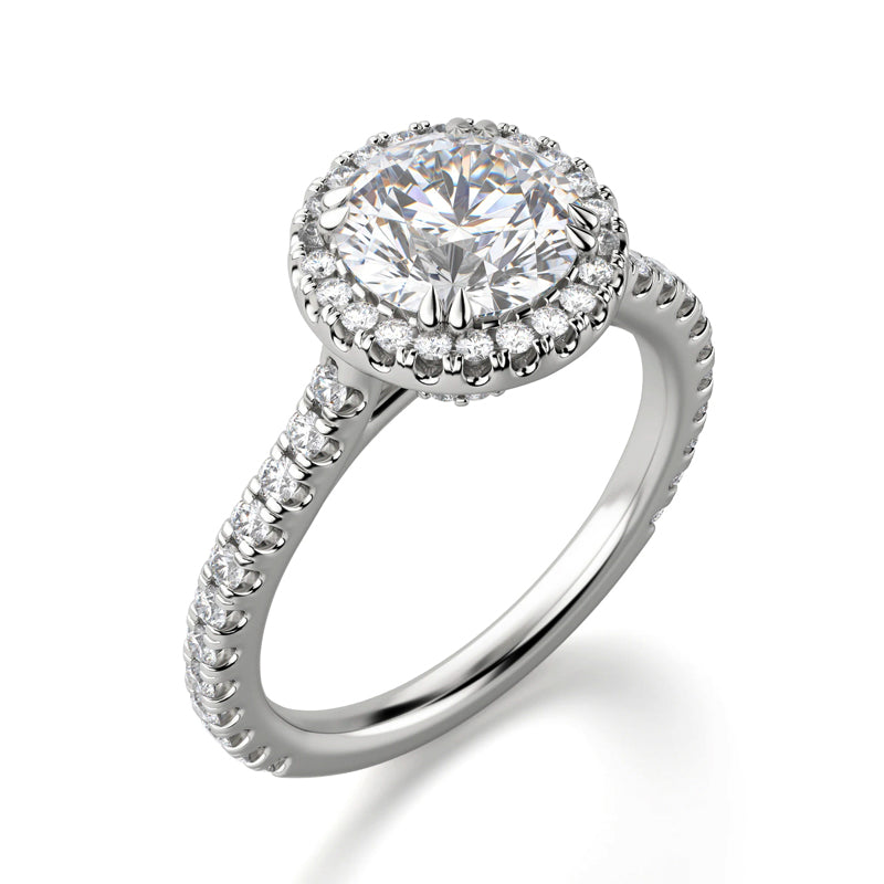 Floating Halo Moissanite Pave Gold Engagement Ring