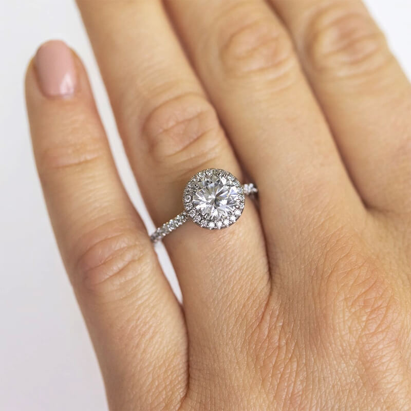 Floating Halo Moissanite Pave Gold Engagement Ring