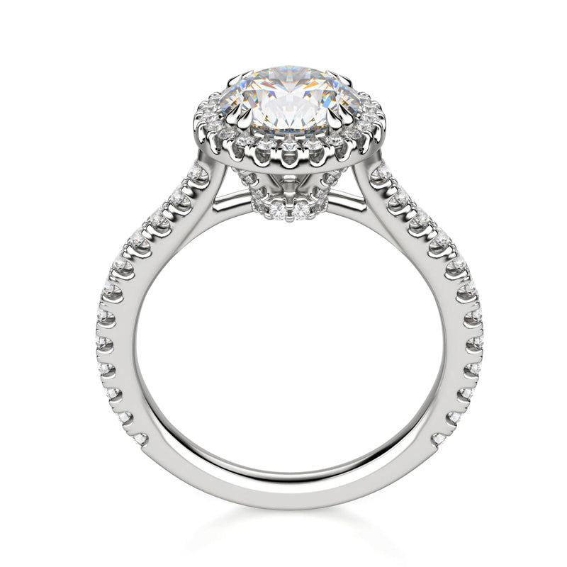Floating Halo Moissanite Pave Gold Engagement Ring