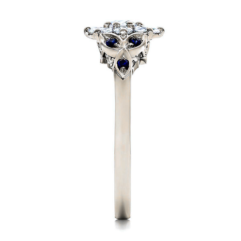 Floral-inspired Cluster Moissanite Sapphire Accents Engagement Ring