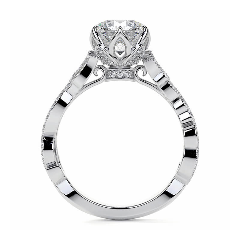 Floral Cathedral Moissanite Tulip Accents Engagement Ring