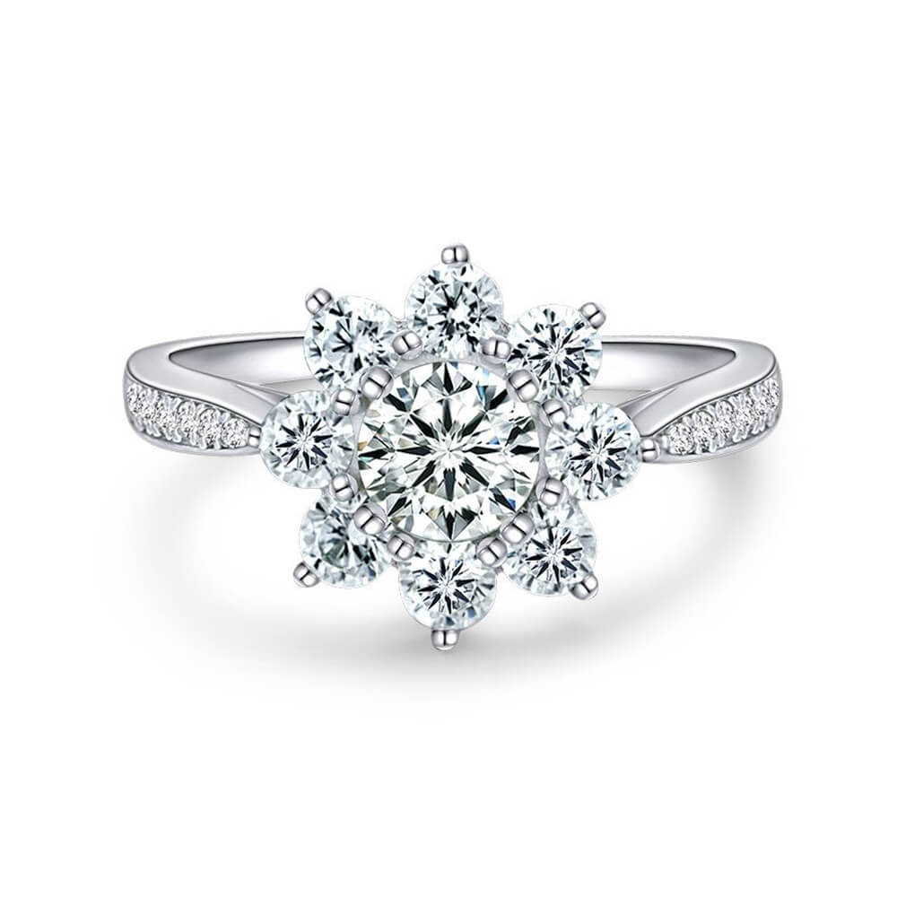 Floral Halo Moissanite Channel Set Engagement Ring