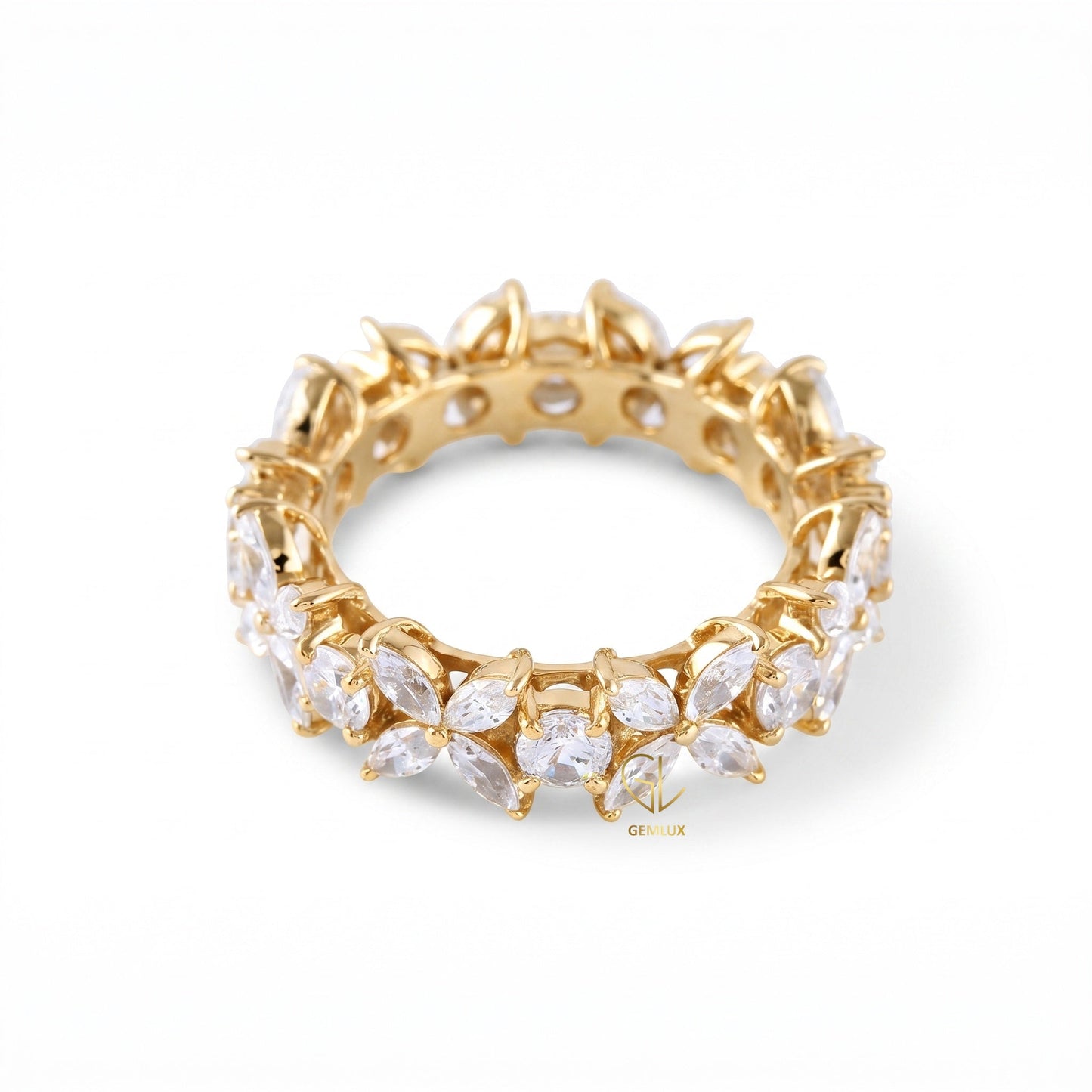 Floral Inspired Moissanite Wedding Band