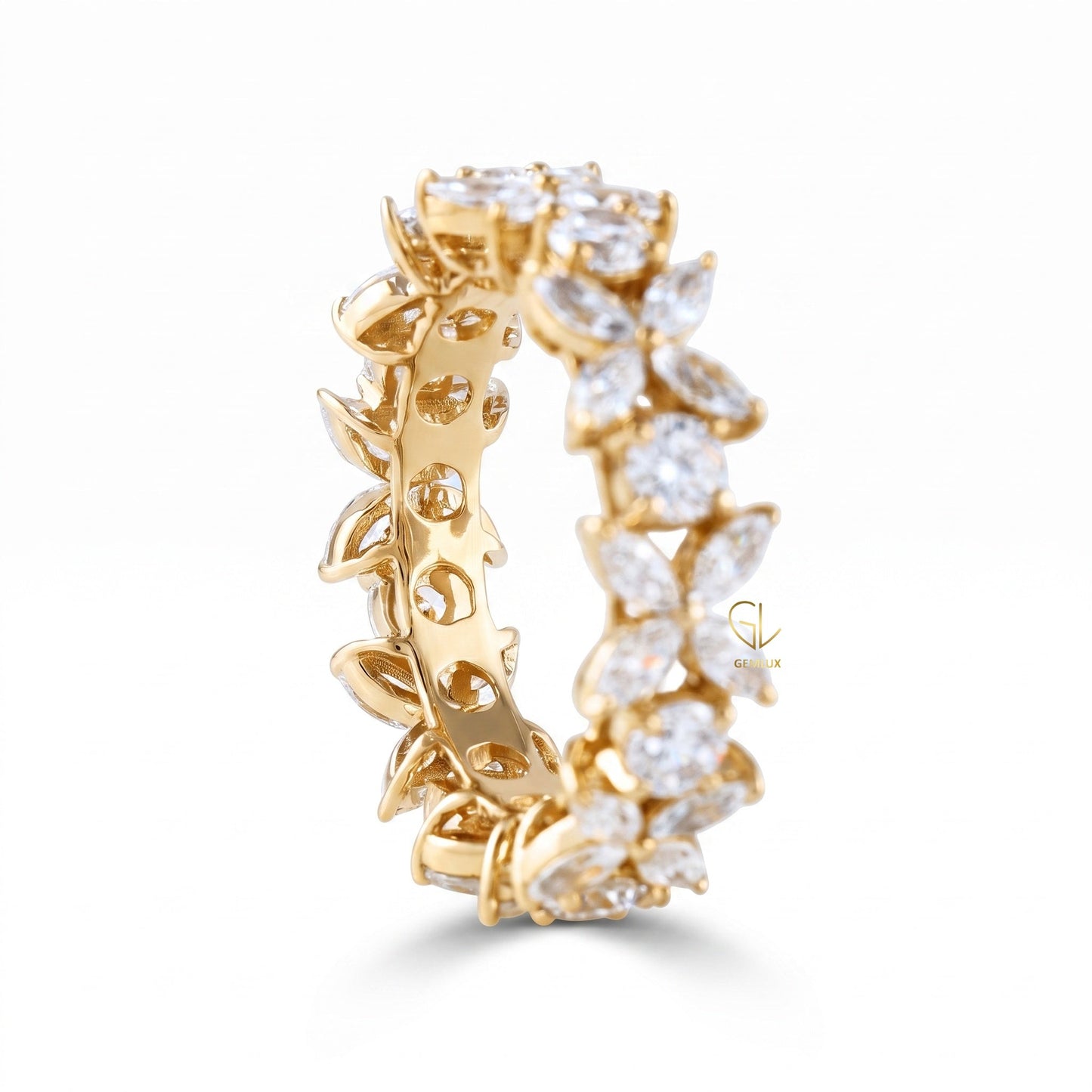 Floral Inspired Moissanite Wedding Band