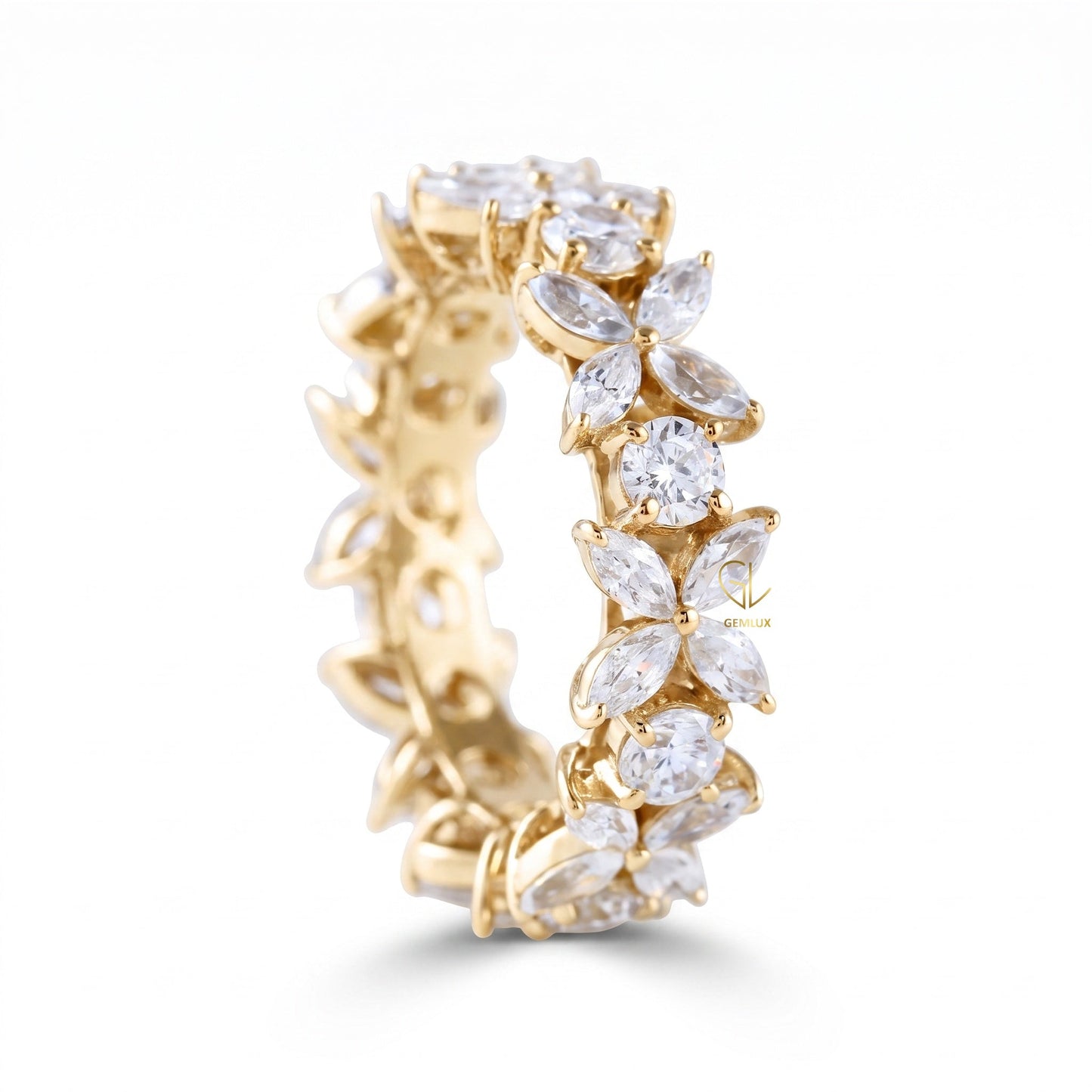 Floral Inspired Moissanite Wedding Band