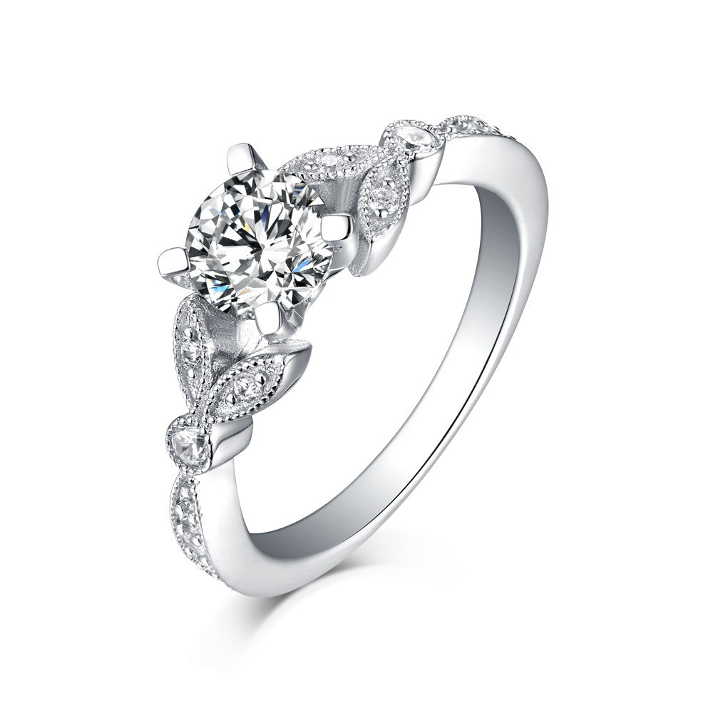 Floral Marquise Petals Moissanite Channel-Set Engagement Ring