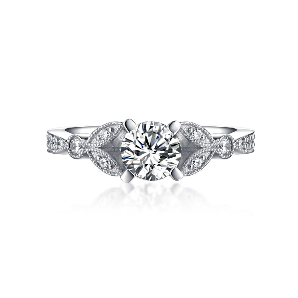 Floral Marquise Petals Moissanite Channel-Set Engagement Ring
