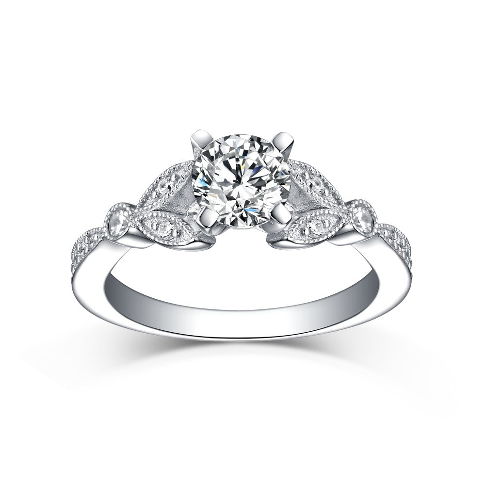 Floral Marquise Petals Moissanite Channel-Set Engagement Ring
