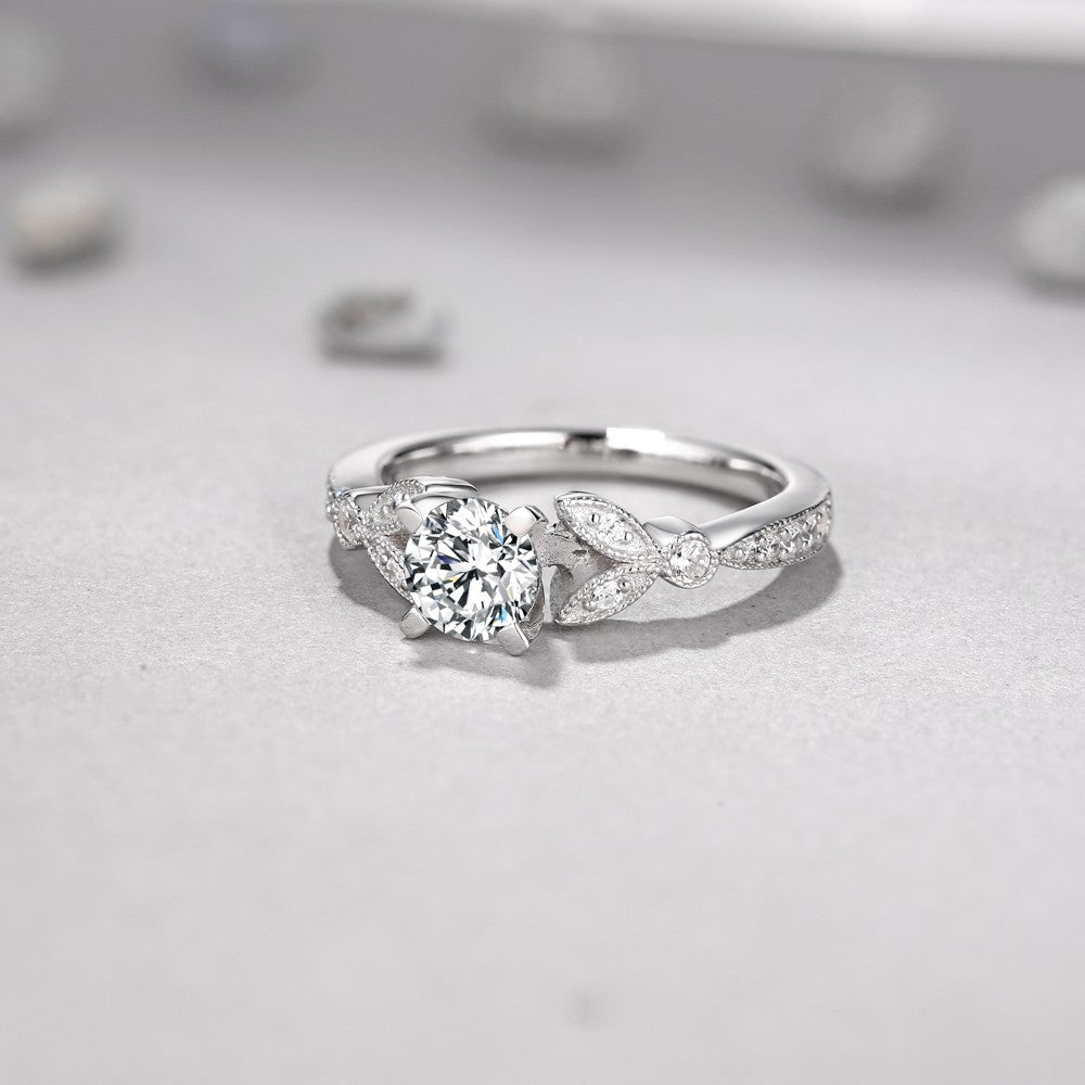Floral Marquise Petals Moissanite Channel-Set Engagement Ring