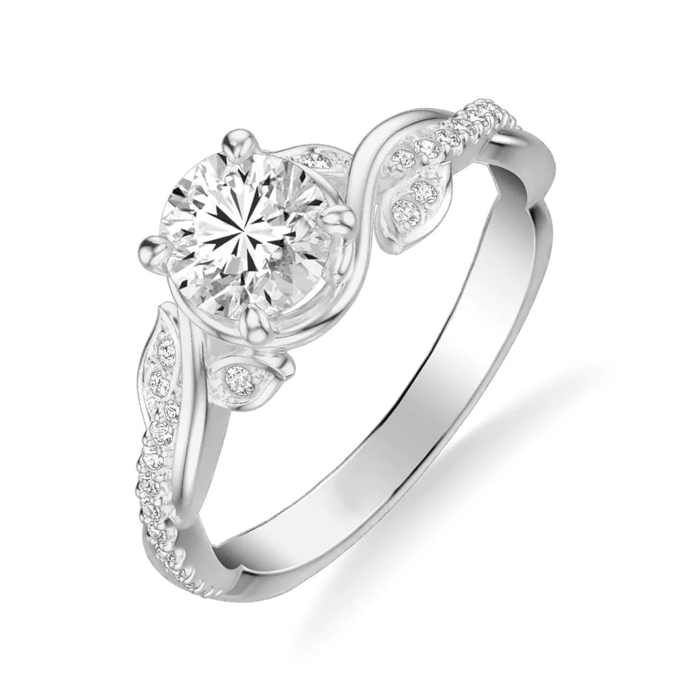 Floral Vine Moissanite Twisted Pave Engagement Ring
