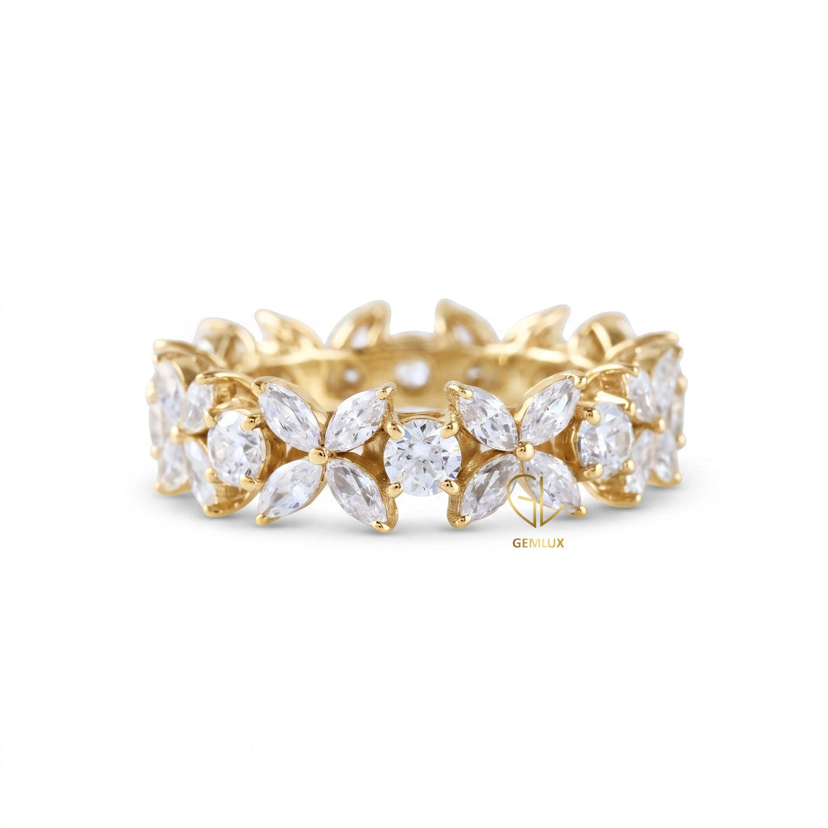 Floral Inspired Moissanite Wedding Band
