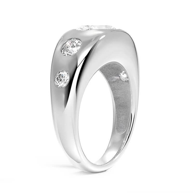 Flush Set Five Stone Moissanite Dome Engagement Ring