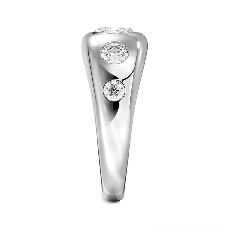 Flush Set Five Stone Moissanite Dome Engagement Ring