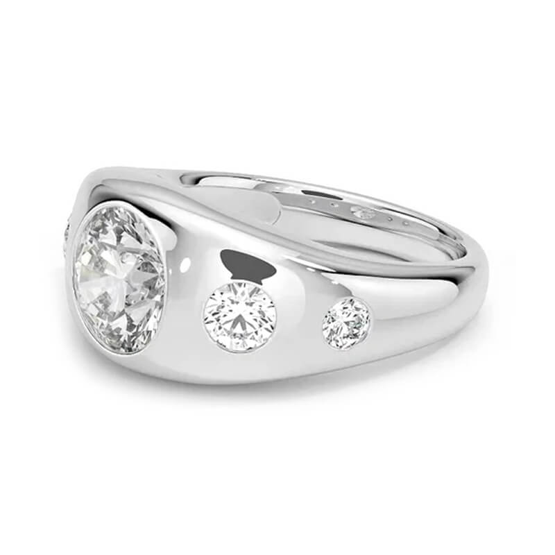 Flush Set Five Stone Moissanite Dome Engagement Ring