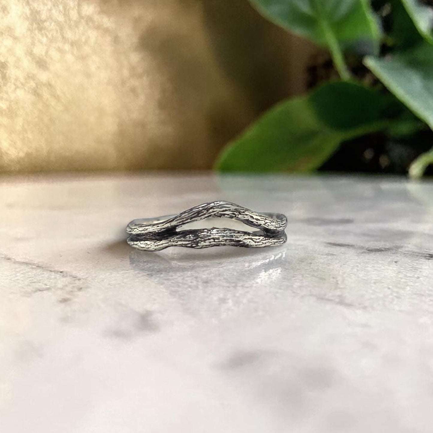 Oval Moissanite or Gemstone Twig Bridal Set in Solid Gold - Forest Collection