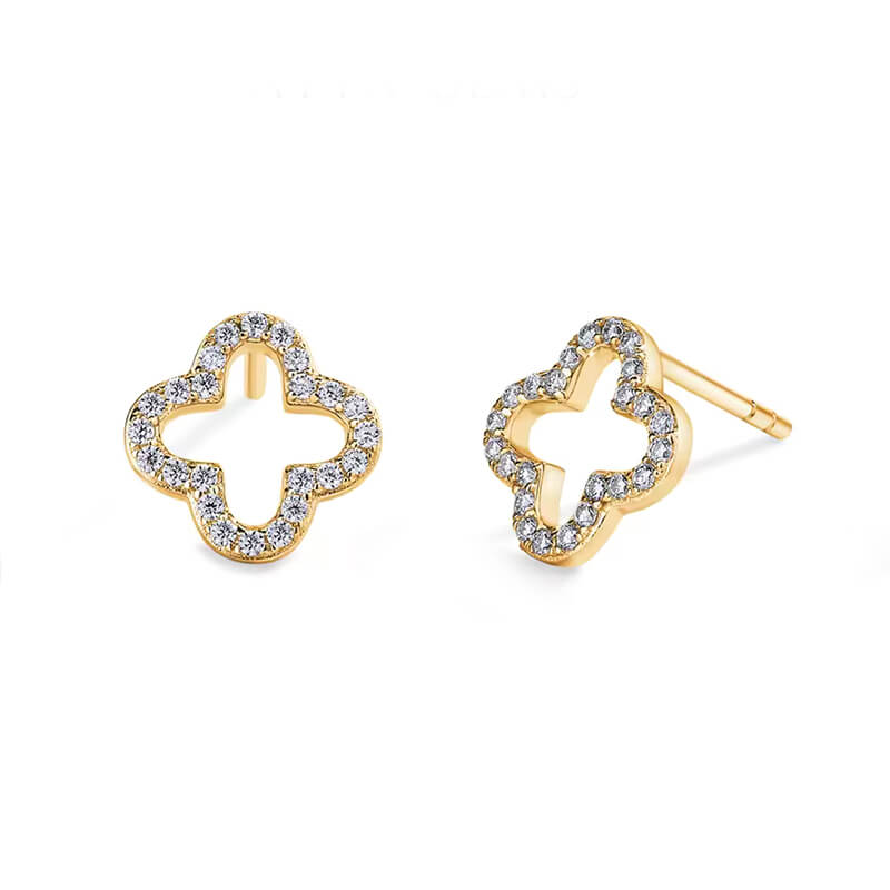 Four-Leaf Clover Moissanite Stud Earrings In Sterling Silver