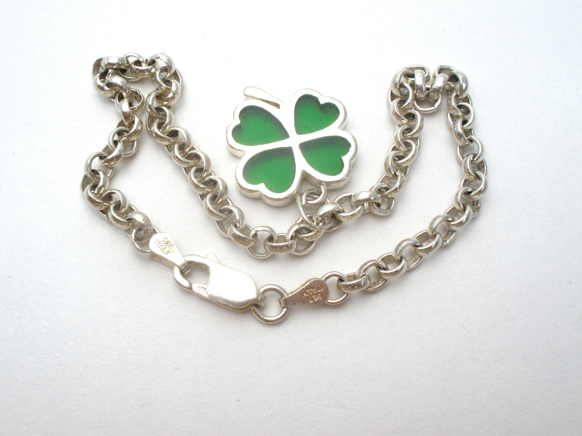 Four Leaf Clover Charm Bracelet Sterling Silver