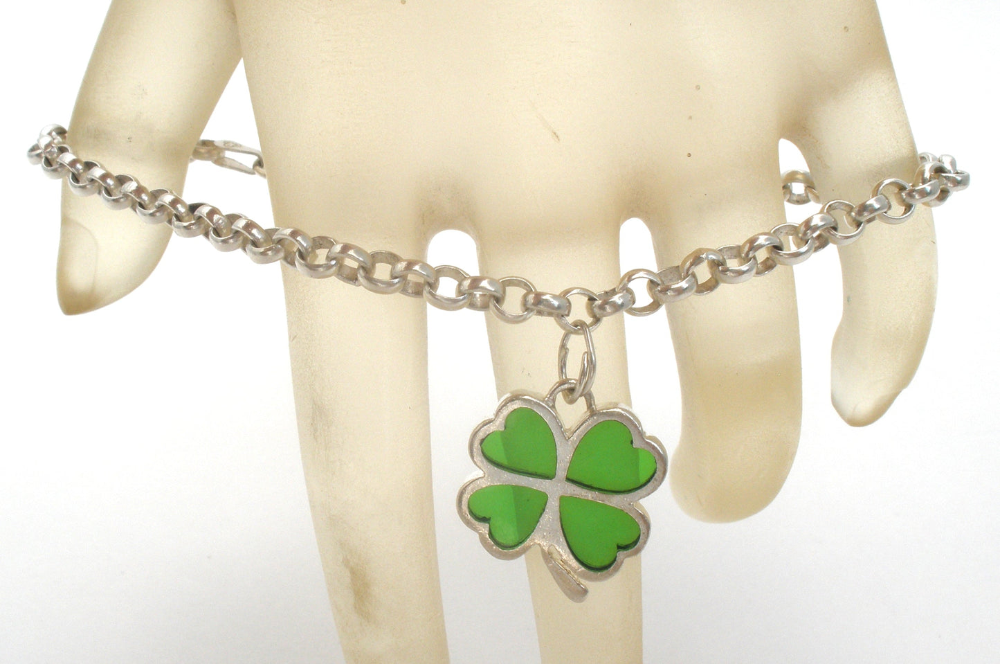 Four Leaf Clover Charm Bracelet Sterling Silver