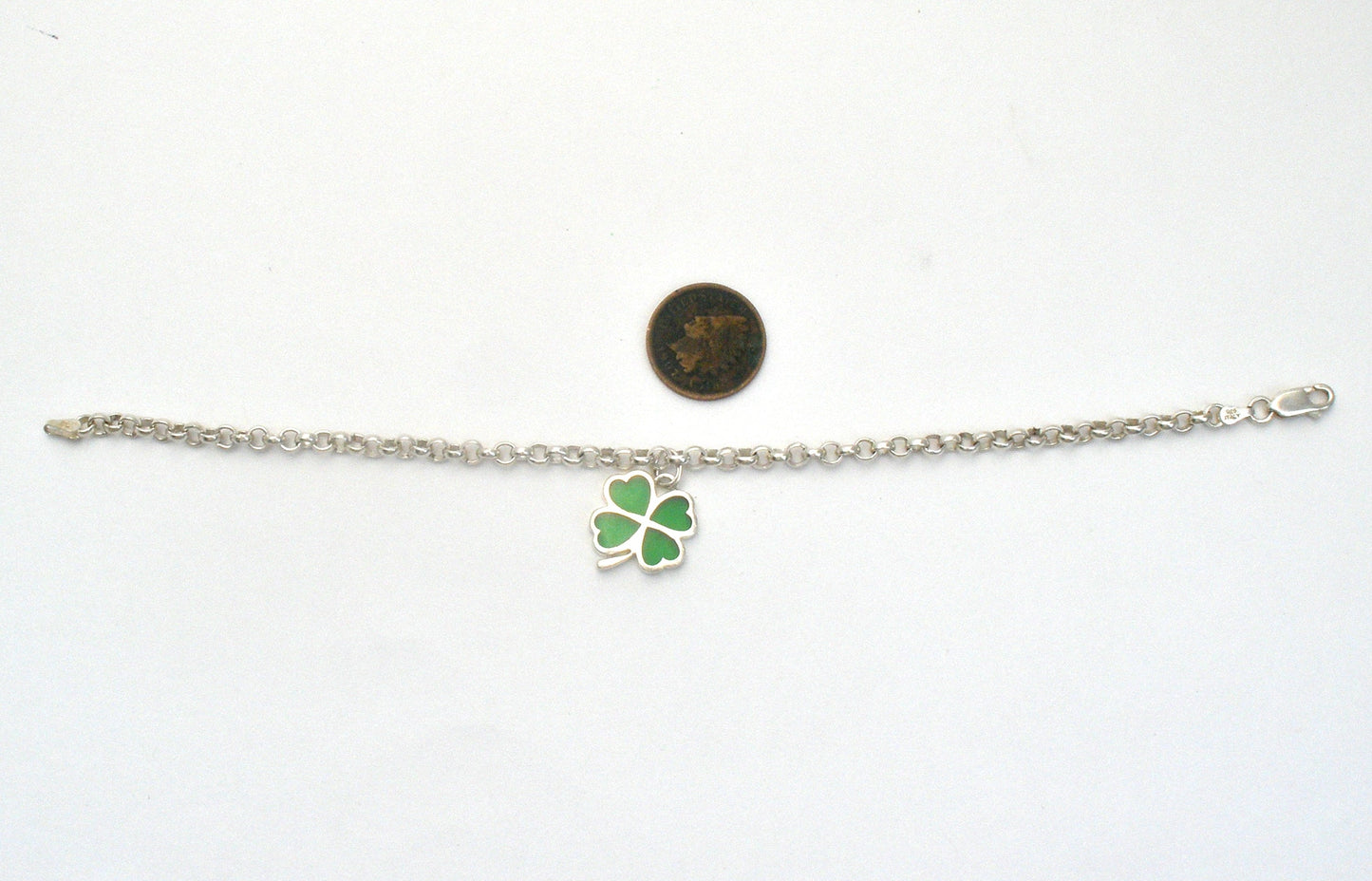 Four Leaf Clover Charm Bracelet Sterling Silver