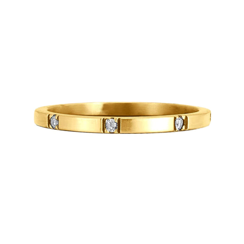 Four Round Moissanite Evenly Spaced Stackable Wedding Band Ring