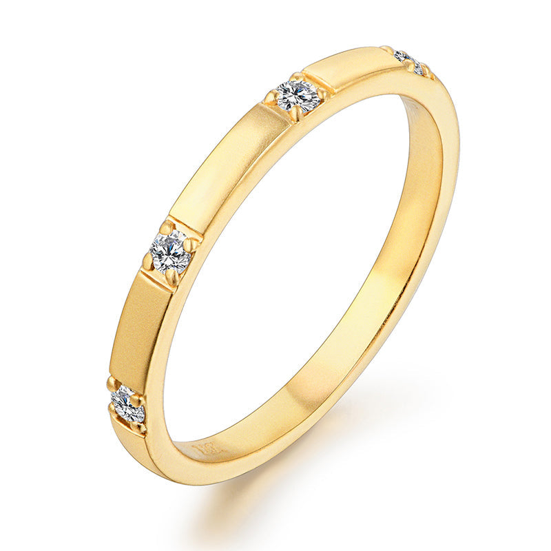 Four Round Moissanite Evenly Spaced Stackable Wedding Band Ring