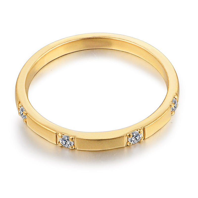 Four Round Moissanite Evenly Spaced Stackable Wedding Band Ring