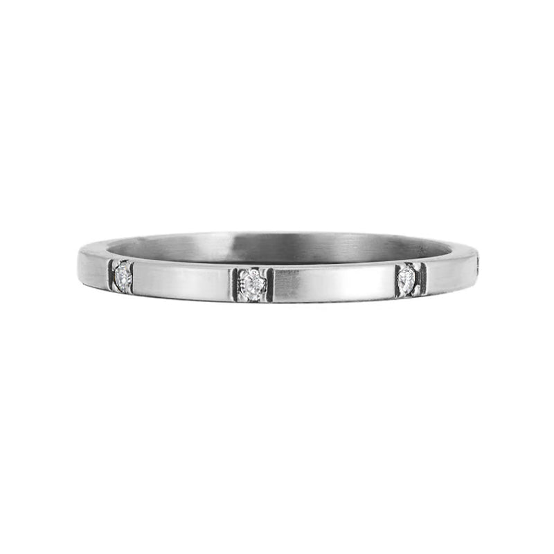 Four Round Moissanite Evenly Spaced Stackable Wedding Band Ring