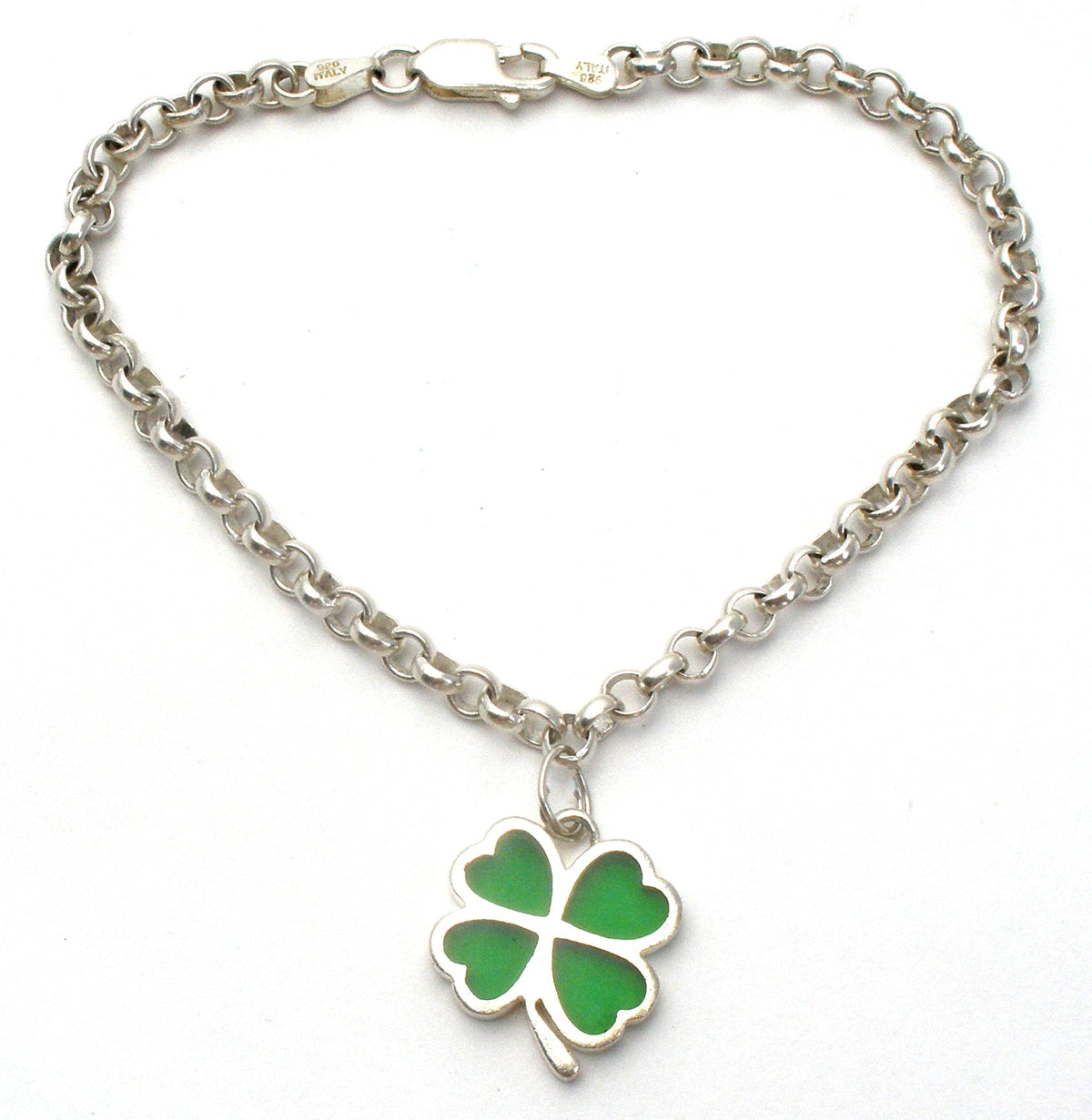 Four Leaf Clover Charm Bracelet Sterling Silver