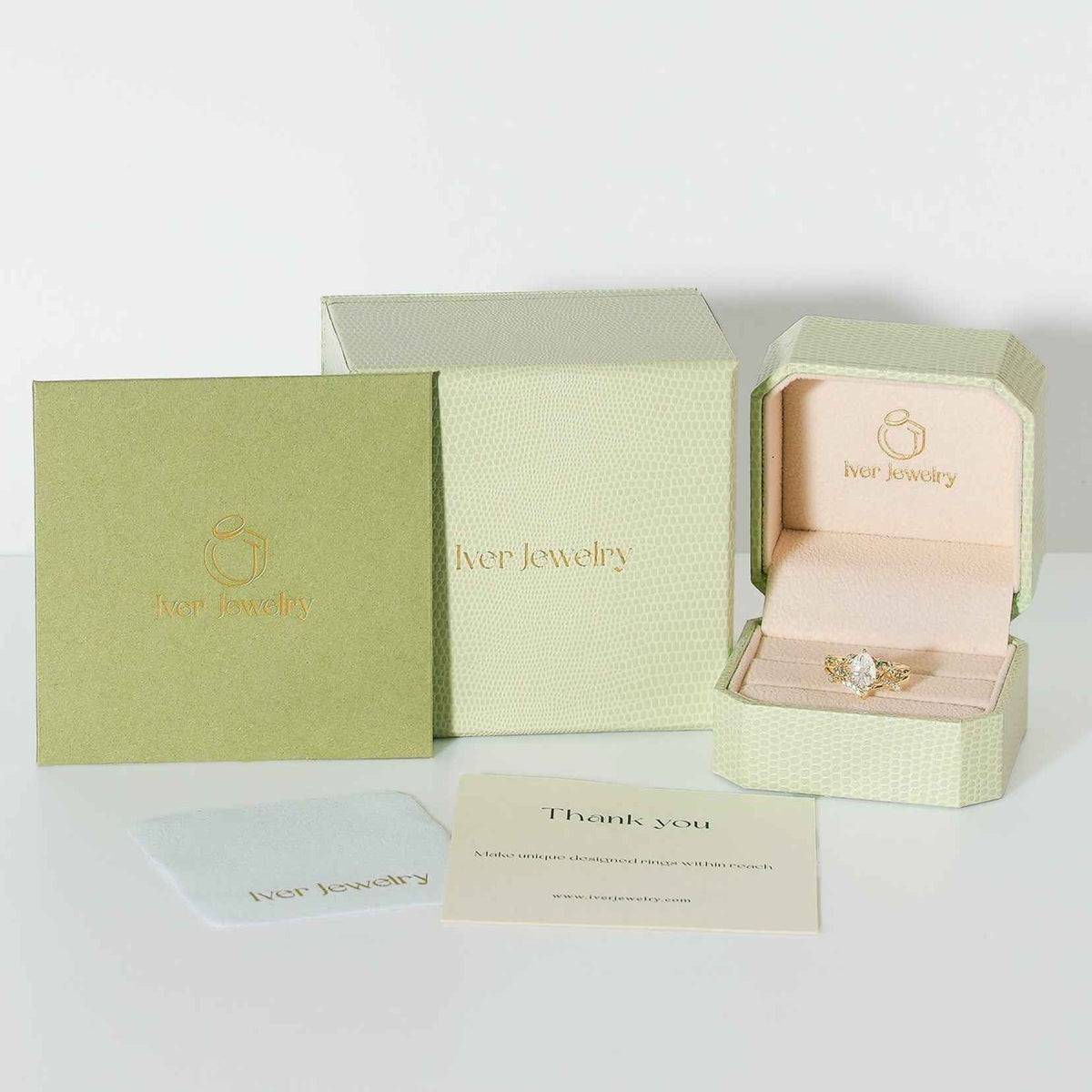 Nature Inspired Oval Cut Moss Agate Gemstone Ring Set 2pcs
