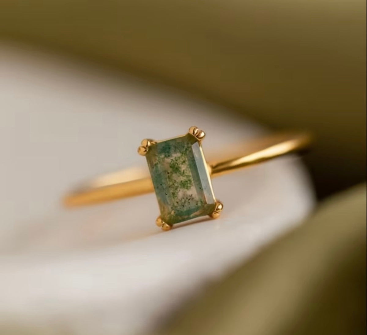 Moss Agate Gold ring✨