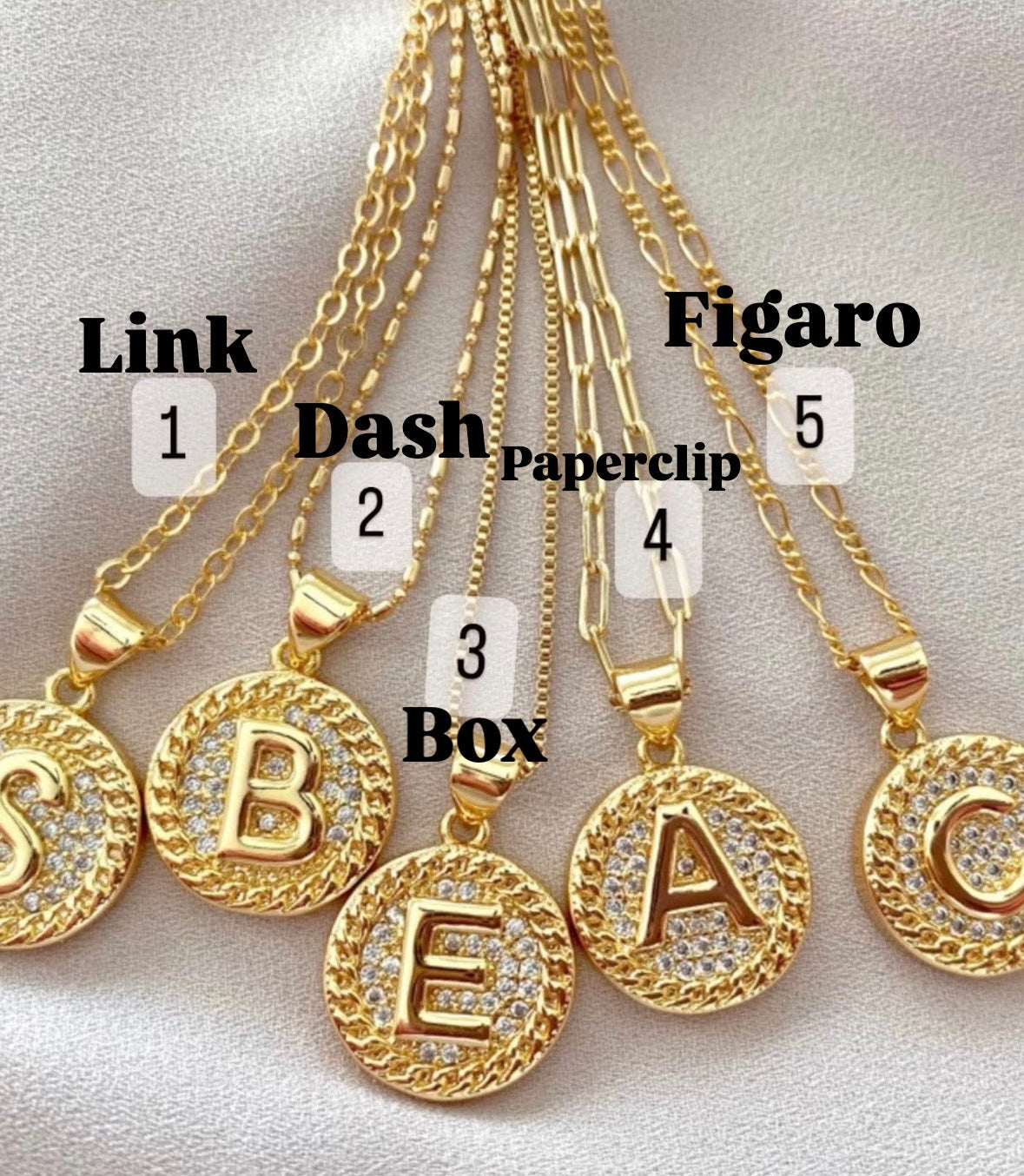 Gold Filled Letter Necklace Micro Pave Initial Pendant Coin Charm Minimalist CZ Letter Pendant Christmas Gift Paperclip Box Figaro Chain