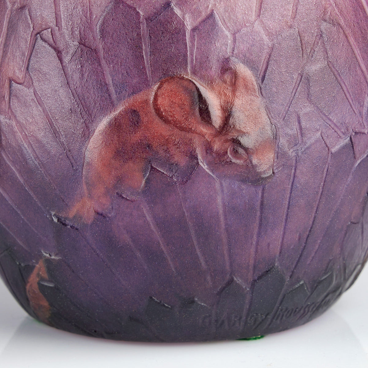 Gabriel Argy-Rousseau "Ecureuils Dans L'Herbe" Pâte de Verre Glass Vase