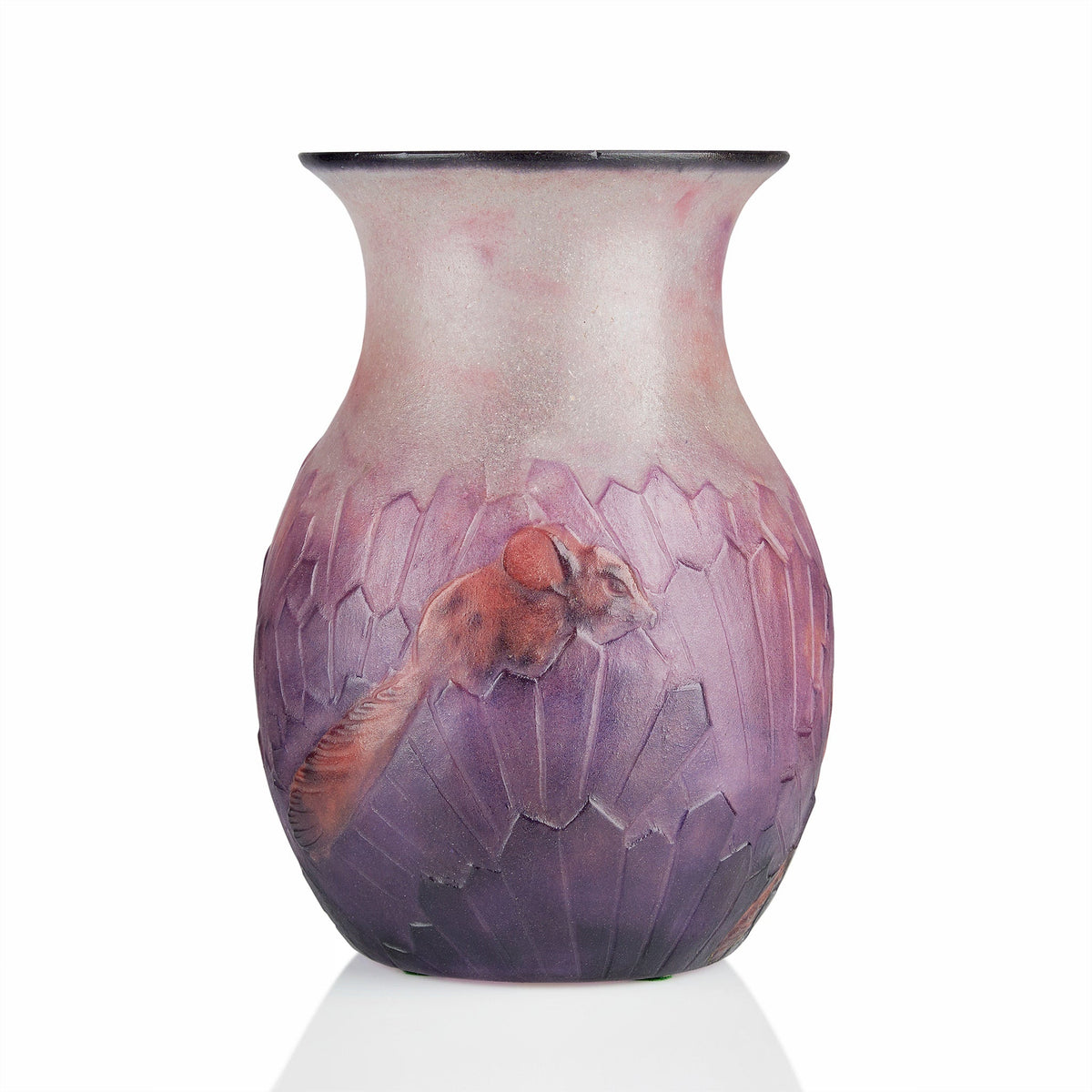 Gabriel Argy-Rousseau "Ecureuils Dans L'Herbe" Pâte de Verre Glass Vase