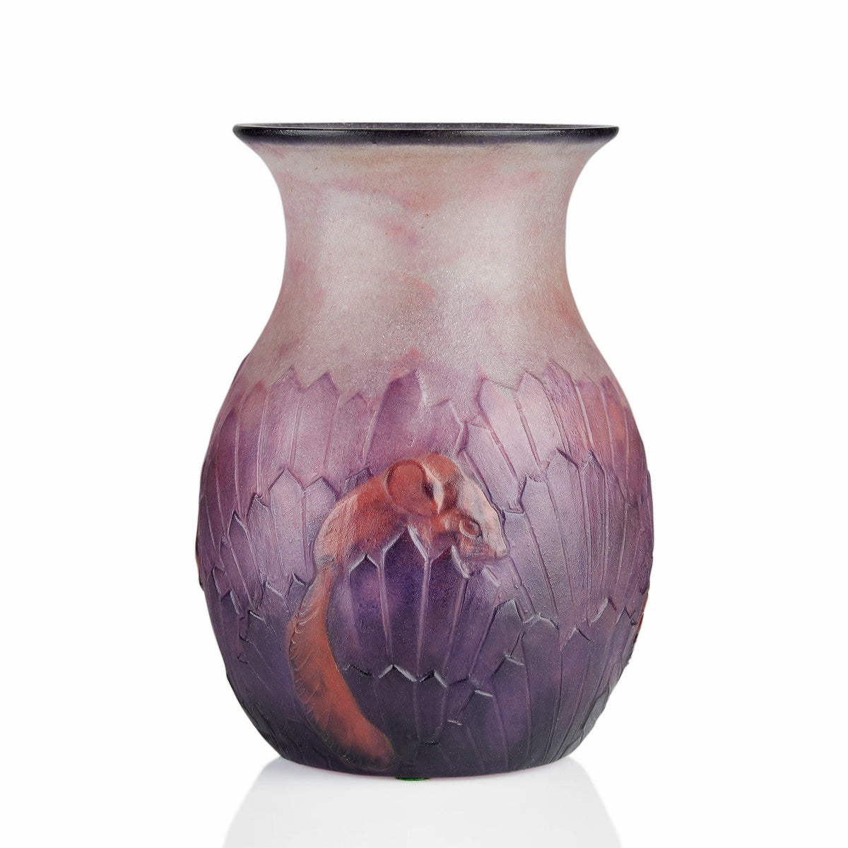 Gabriel Argy-Rousseau "Ecureuils Dans L'Herbe" Pâte de Verre Glass Vase
