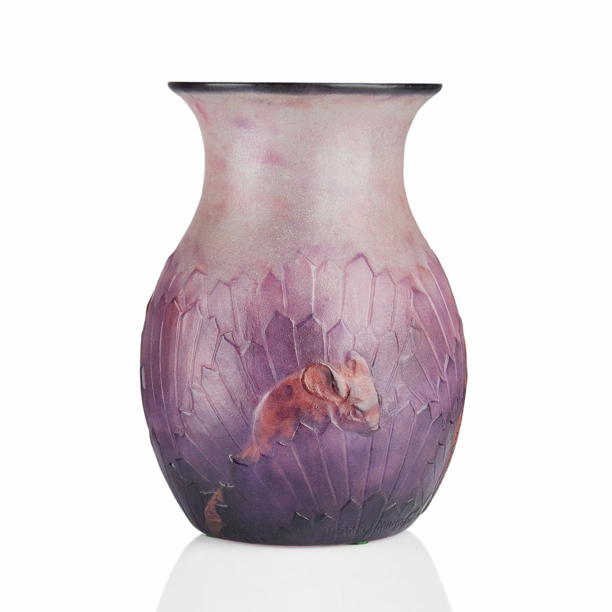 Gabriel Argy-Rousseau "Ecureuils Dans L'Herbe" Pâte de Verre Glass Vase