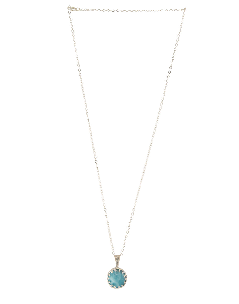 Double-Sided Larimar round cab and Pink Conch shell Necklace by Galit