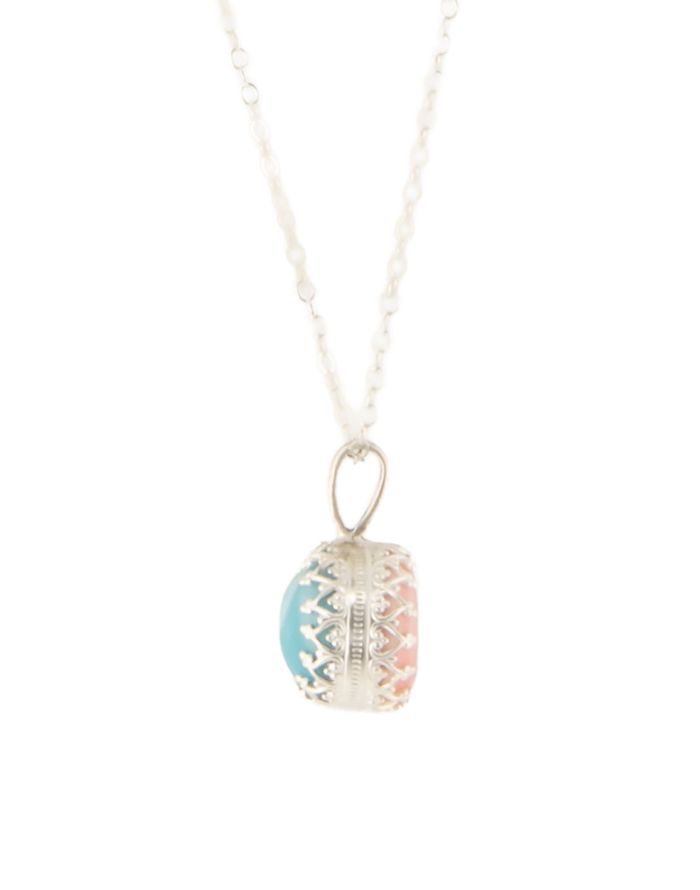 Double-Sided Larimar round cab and Pink Conch shell Necklace by Galit