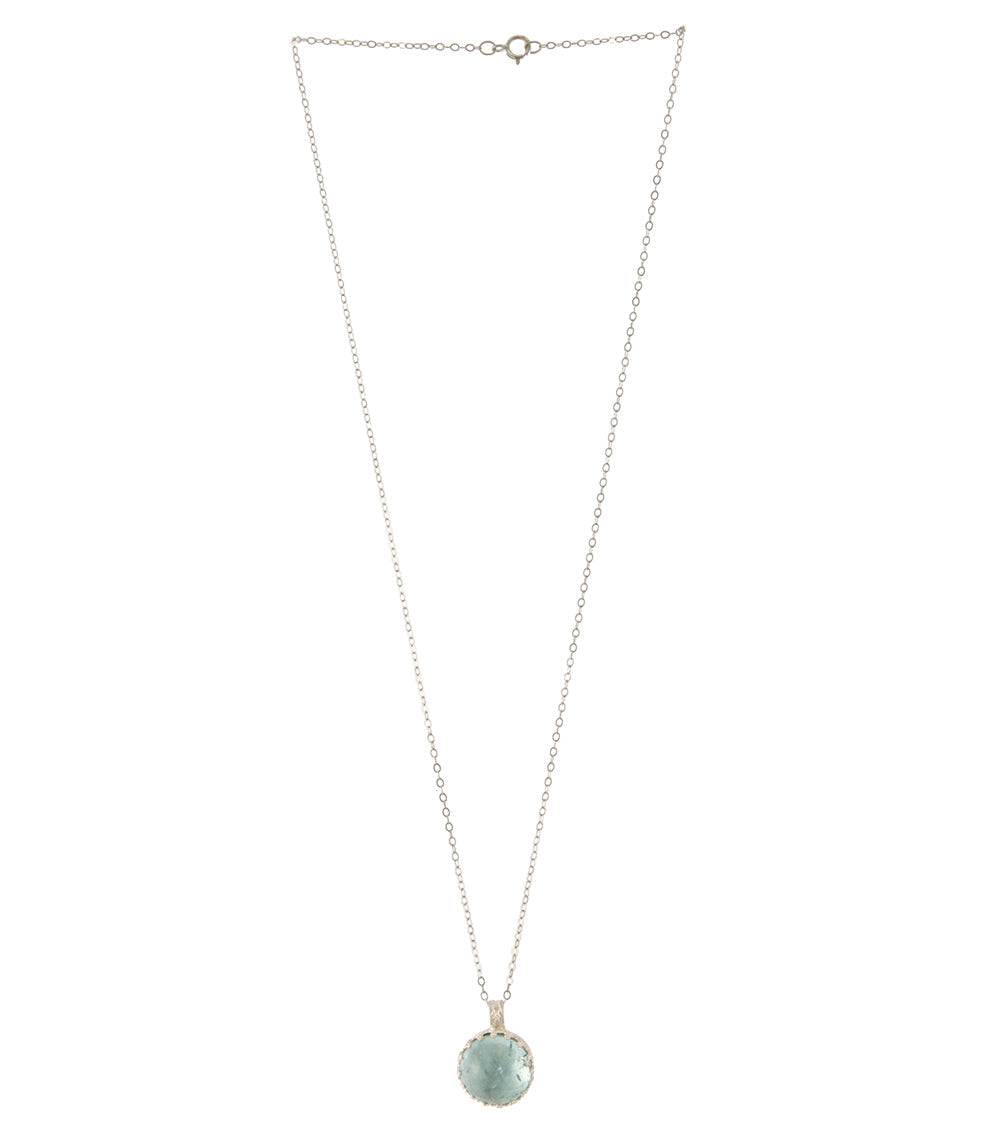 Aquamarine Checkerboard Faceted Round Cab Necklace by Galit