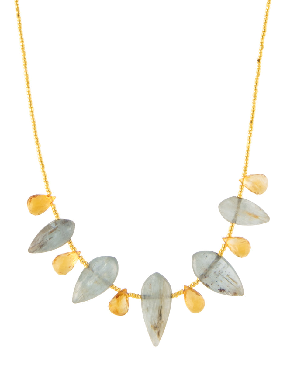 Blue Kynite & Golden Citrine Necklace by Galit