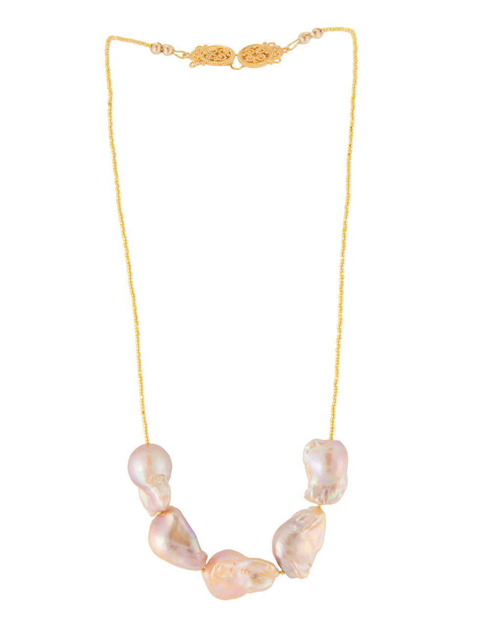 Pink, Golden & Purple Baroque Pearl Necklace by Galit