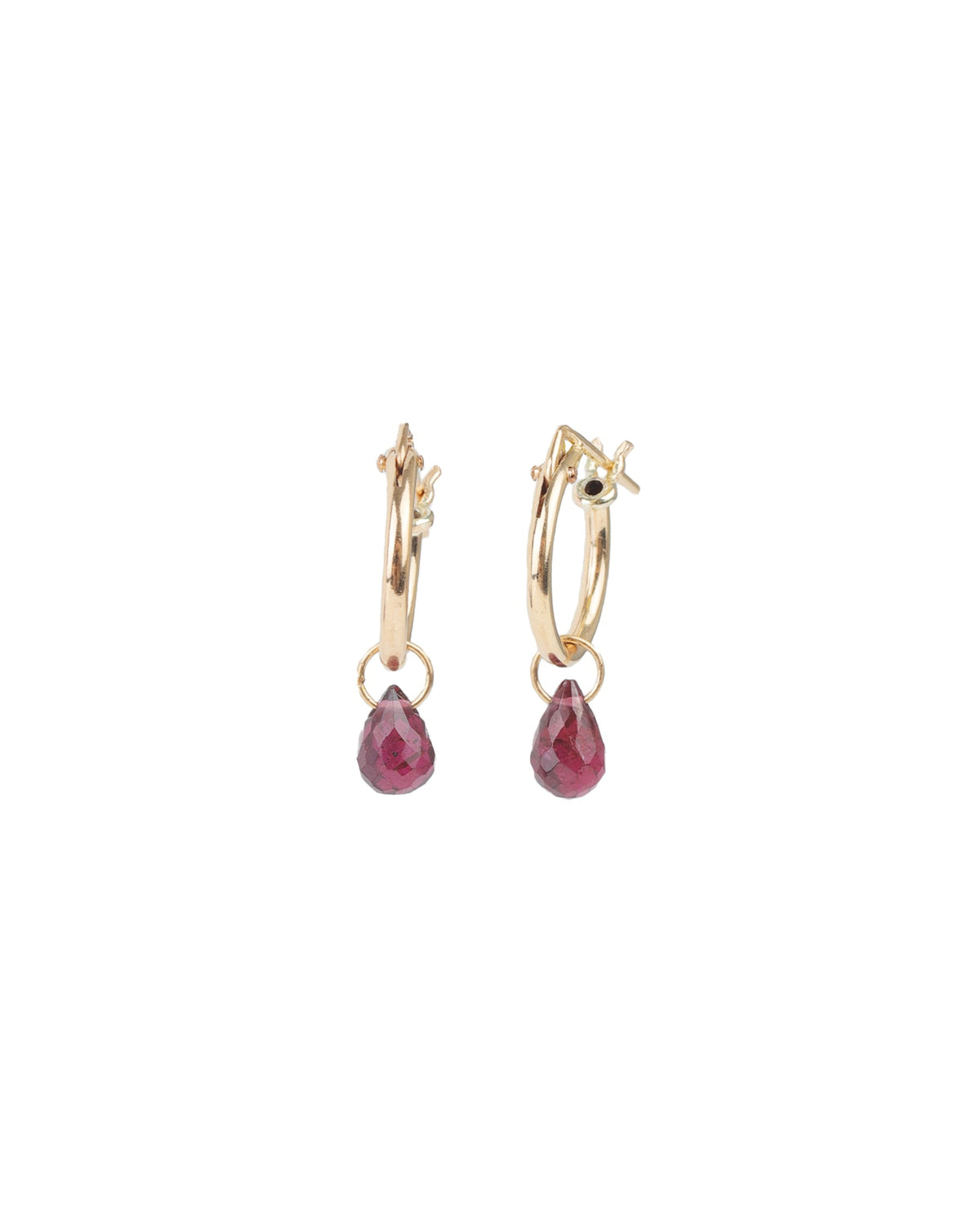 Rhodolite Garnet Teardrop Floating Drop Huggies | 12mm