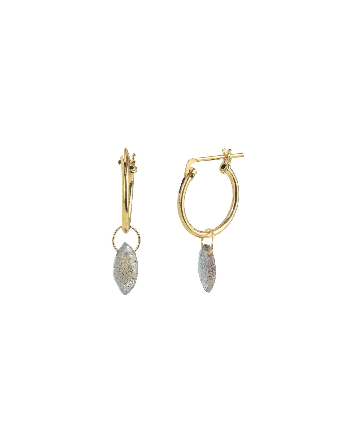 Labradorite Marquise Floating Drop Huggies | 15mm