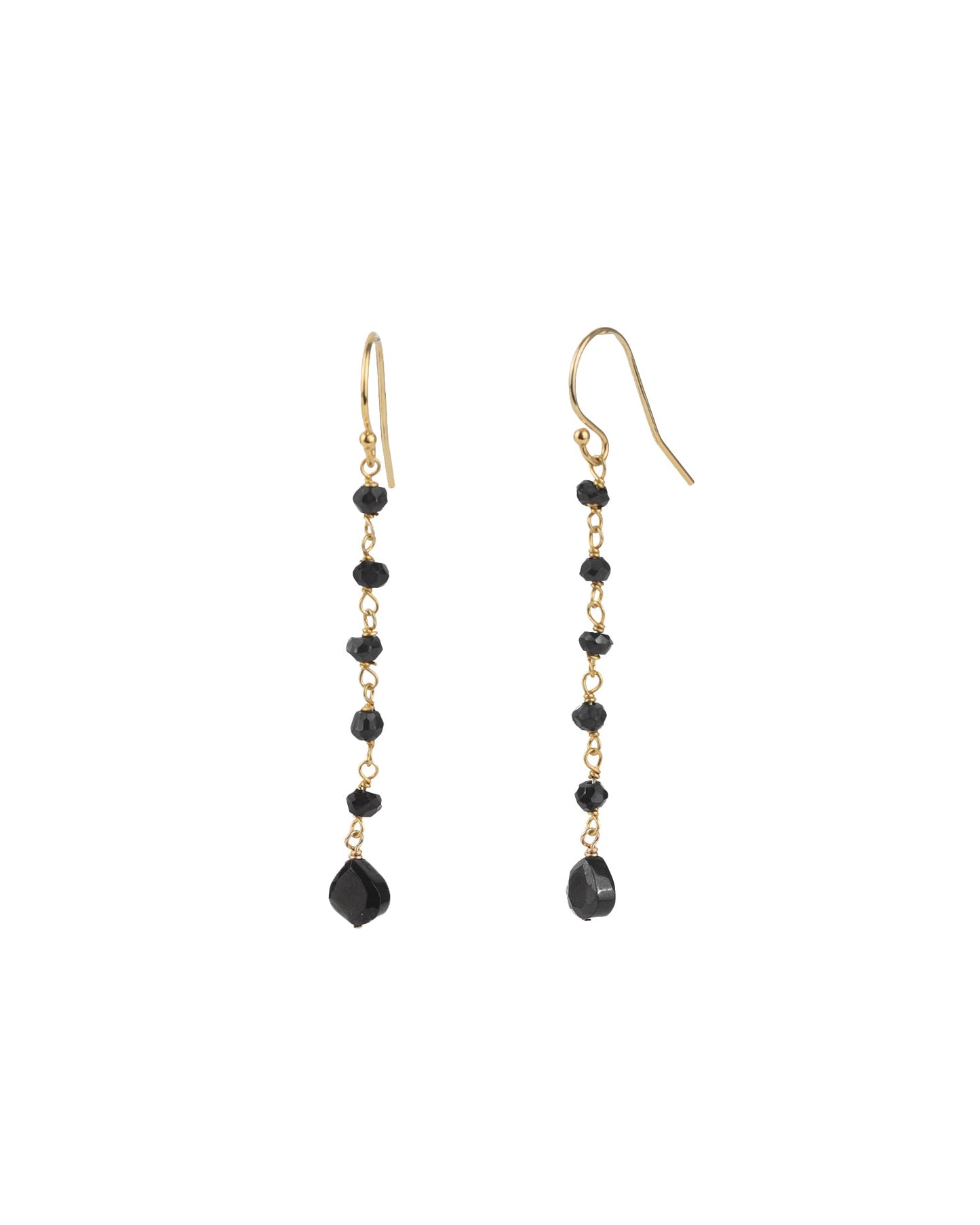 Black Spinel Wire Wrap Chain Drop Hooks