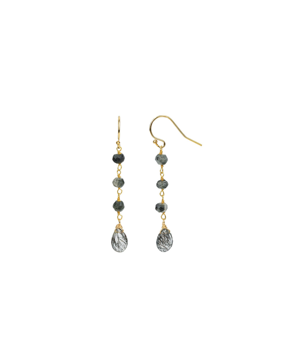 Rutilated Quartz Wire Wrapped Drop Hooks