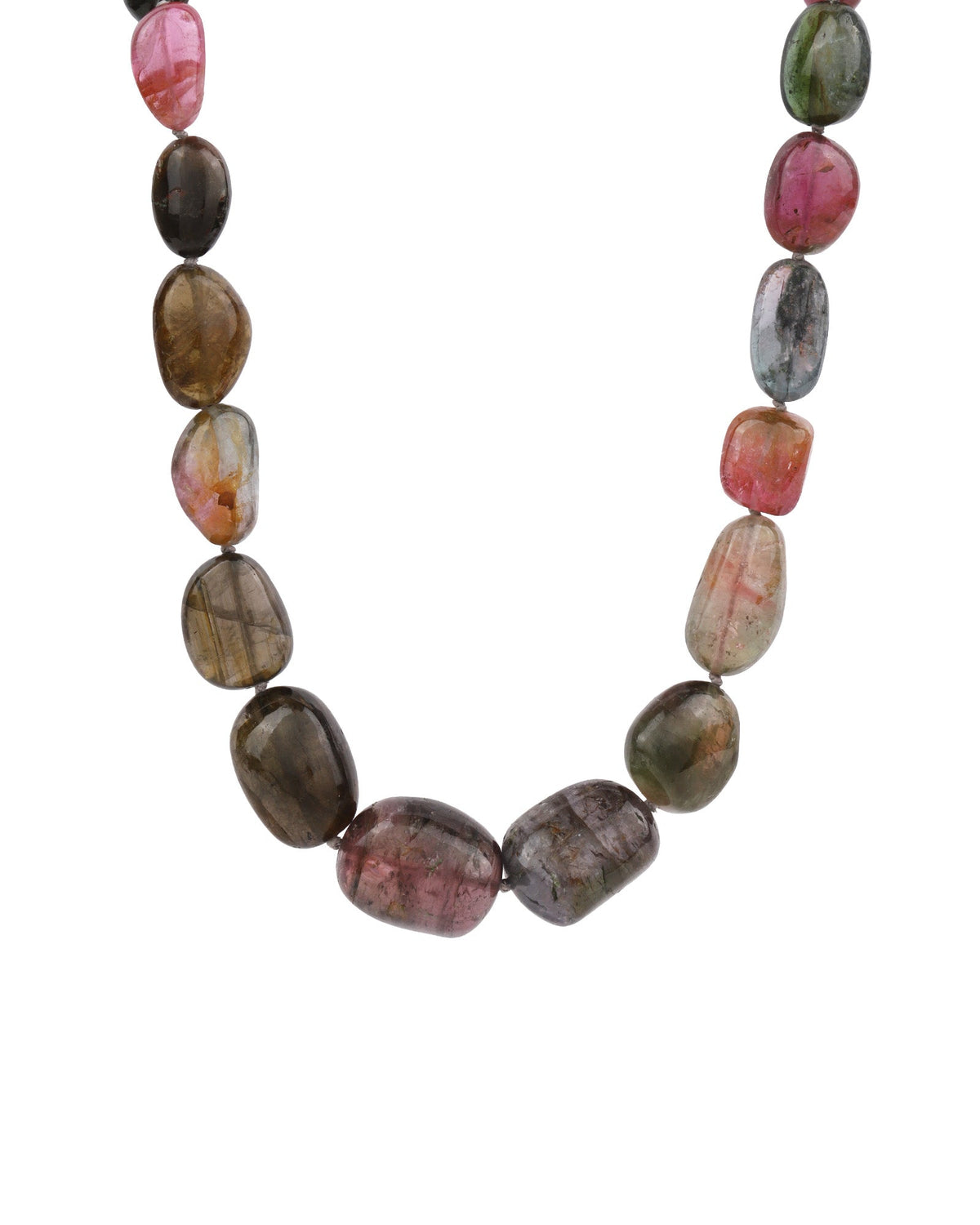 Watermelon Tourmaline Nugget Beaded Necklace