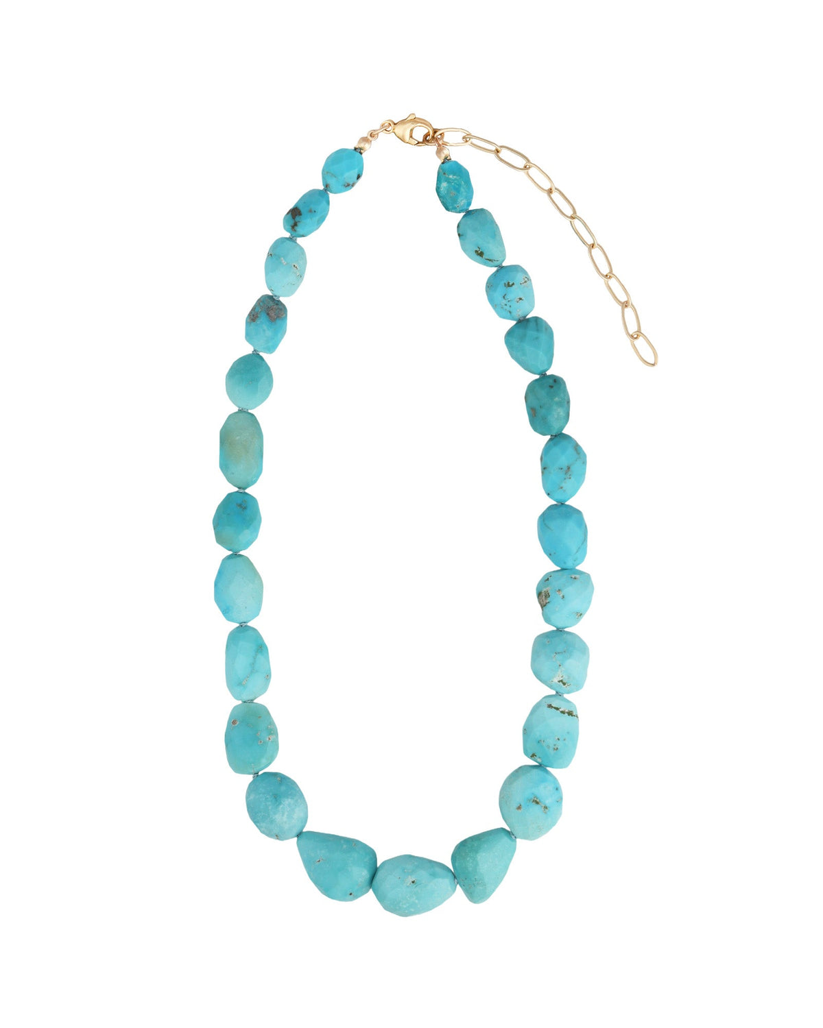 Faceted Sleeping Beauty Turquoise Nugget Beaded Necklace
